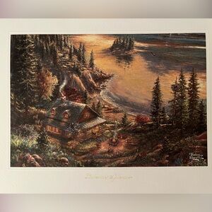 Thomas Kincade Print “Lakeside Splendor” 
8 1/2” x 11” NEW